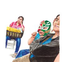 ATTENDENT (aquarelle et crayons sur papier, 63 x 48 cm)