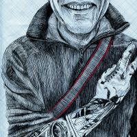 N'ONT QU'1 ŒIL (Bic sur enveloppe, 24 x 33 cm)