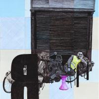 S'INSTALLENT (Bic sur enveloppes, 52 x 67 cm)